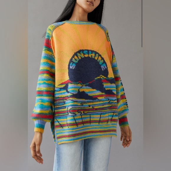 BDG Sweaters - BDG Urban Outfitters Maura Jacquard Sunshine State of Mind Knit Sweater | Small